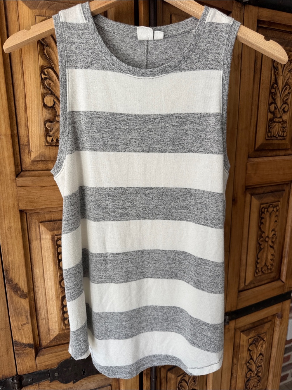 GAP Gray & White Striped Sleeveless Tank